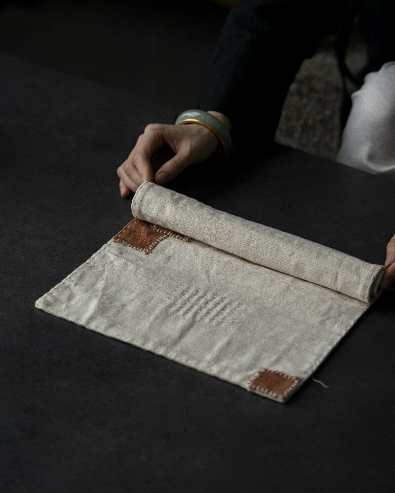 Handmade Vintage Style Cotton Linen Hand-stitched fabric Tea Mat