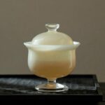 Jade White Glass Yellow High Foot 150ml Gaiwan