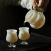Jade-White-Glass-Yellow-High-Foot-150ml-Gaiwan10 Jade White Glass Yellow High Foot 150ml Gaiwan