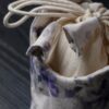 Minimalist Artistic Chinese Style Cotton Linen Purple Floral Pattern Carrying Bag