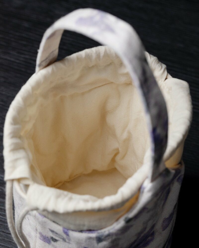 Minimalist Artistic Chinese Style Cotton Linen Purple Floral Pattern Carrying Bag