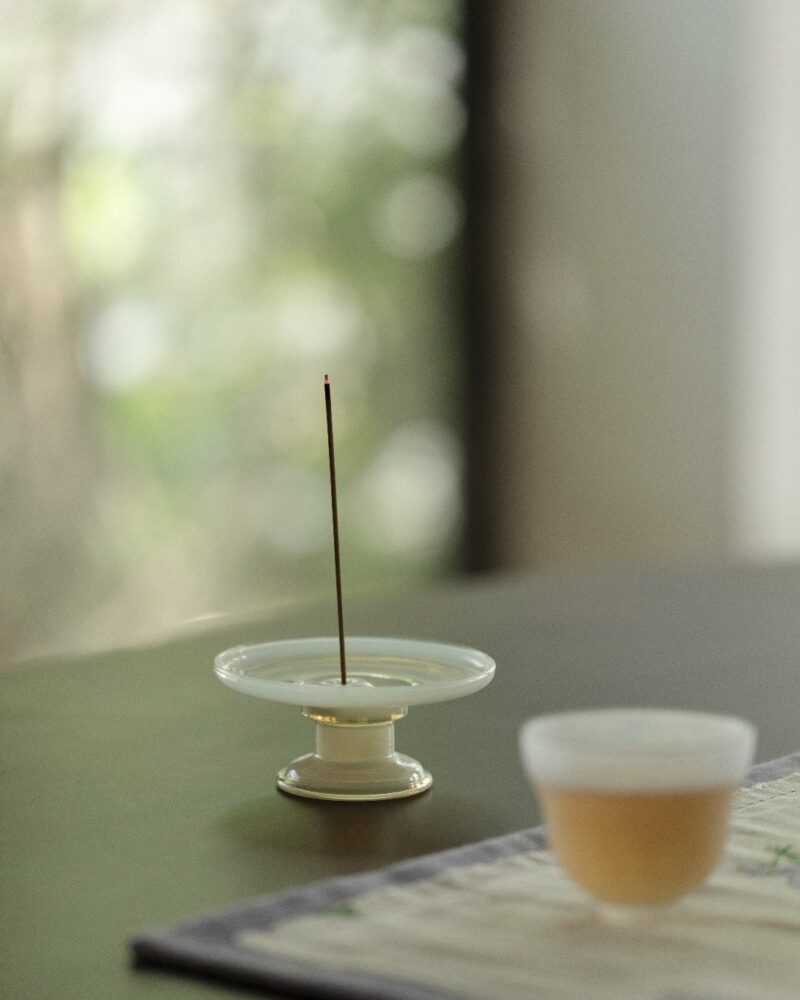 Minimalist Elegant Glass Jade High-foot Incense Holder