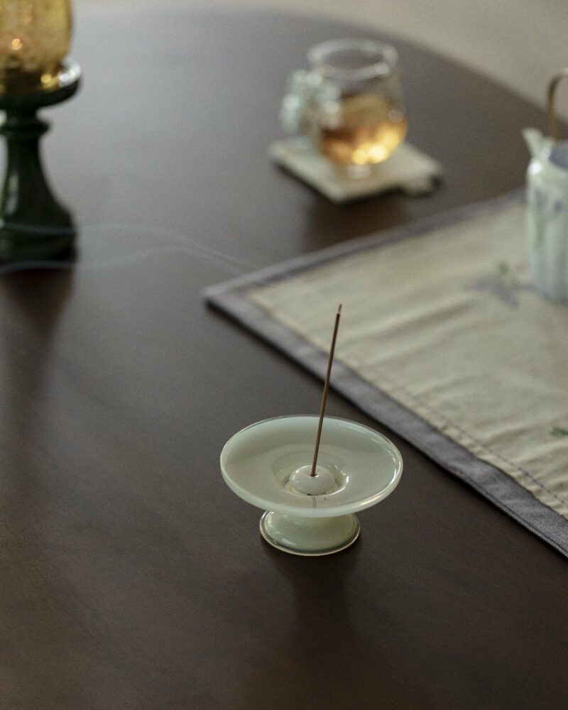 Minimalist Elegant Glass Jade High-foot Incense Holder