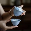 Portable Chinese Style Ceramic Peony 120ml Travel Tea Set