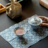 Portable Chinese Style Ceramic Peony 120ml Travel Tea Set