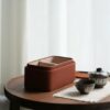 Portable Leather Tea Kit 20x12x9cm Carrying Bag