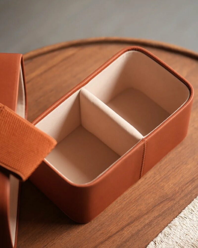 Portable Leather Tea Kit 20x12x9cm Carrying Bag