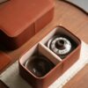 Portable Leather Tea Kit 20x12x9cm Carrying Bag