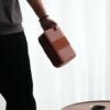 Portable Leather Tea Kit 20x12x9cm Carrying Bag