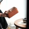 Portable Leather Tea Kit 20x12x9cm Carrying Bag