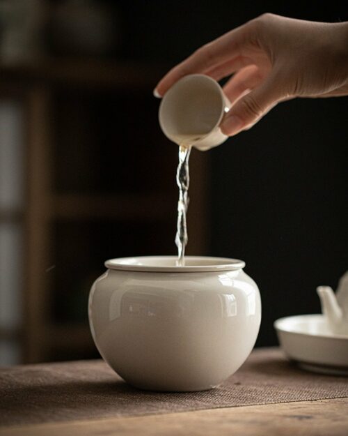 Vintage Style Ash Glaze Ceramic Auspicious Cloud 550ml Tea Basin