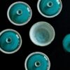 Chinese Style Ceramic Peacock green flower-rim high-foot with verdigris kiln-change crackle glaze 120ml Gaiwan