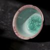 Chinese Style Ceramic Peacock green flower-rim high-foot with verdigris kiln-change crackle glaze 120ml Gaiwan