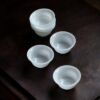 Chinese Style Minimalist Porcelain translucent ice-jade white Ruo Shen Style 35ml Tea Cup Set of 3