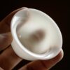 Chinese Style Minimalist Porcelain translucent ice-jade white Ruo Shen Style 35ml Tea Cup Set of 3
