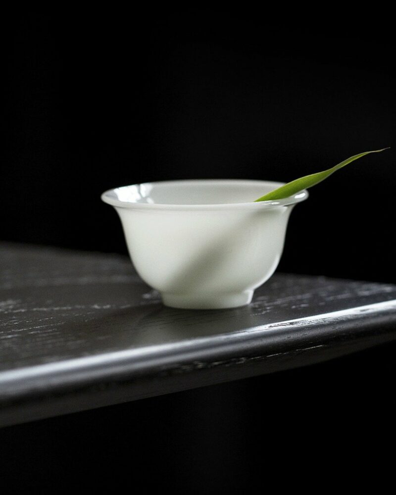 Chinese Style Minimalist Porcelain translucent ice-jade white Ruo Shen Style 35ml Tea Cup Set of 3
