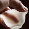 Chinese Style Minimalist Porcelain translucent ice-jade white Ruo Shen Style 35ml Tea Cup Set of 3