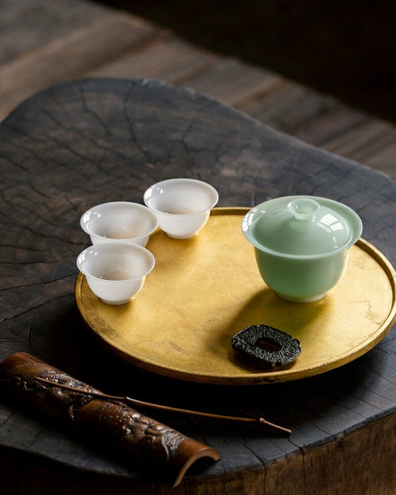 Chinese Style Minimalist Porcelain translucent ice-jade white Ruo Shen Style 35ml Tea Cup Set of 3