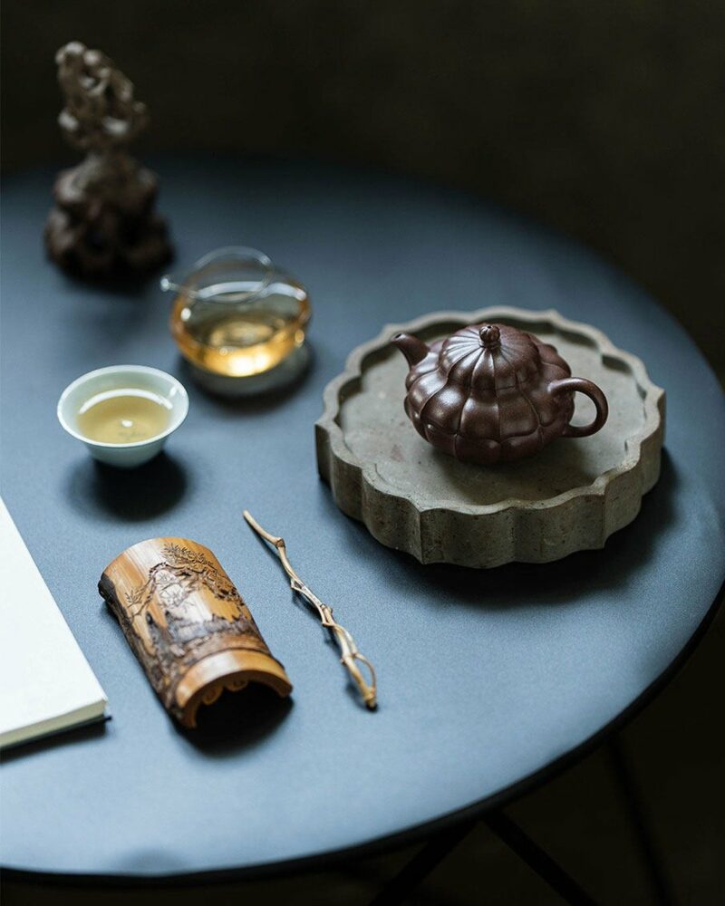 Fully-Handmade-Naturally-Mixed-Zini-Duanni-Clay-Ribbed-Shape-Heling-style-160ml-Yixing-Teapot2 Fully Handmade Naturally Mixed Zini Duanni Clay Ribbed Shape Heling-style 160ml Yixing Teapot