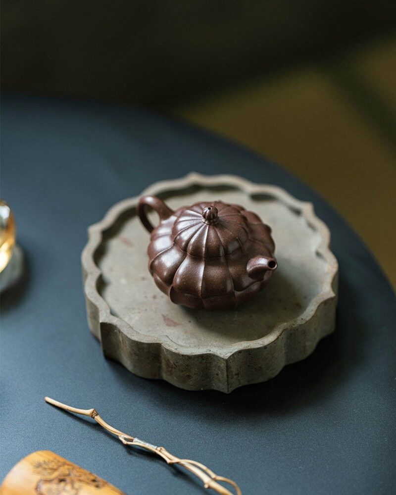 Fully-Handmade-Naturally-Mixed-Zini-Duanni-Clay-Ribbed-Shape-Heling-style-160ml-Yixing-Teapot4 Fully Handmade Naturally Mixed Zini Duanni Clay Ribbed Shape Heling-style 160ml Yixing Teapot