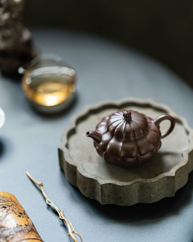 Fully-Handmade-Naturally-Mixed-Zini-Duanni-Clay-Ribbed-Shape-Heling-style-160ml-Yixing-Teapot5 Fully Handmade Naturally Mixed Zini Duanni Clay Ribbed Shape Heling-style 160ml Yixing Teapot
