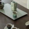 Hand-painted Ceramic Caramel-glazed square bamboo-joint 135ml Teapot
