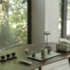 Hand-painted Ceramic Caramel-glazed square bamboo-joint 135ml Teapot