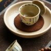 Hand-painted Qinghua Underglaze Red Porcelain Jie Zi Shu Calligraphy Bamboo and Rock 65ml Gaiwan Set