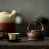 Handmade-Hammered-Red-Copper-Bamboo-woven-Handle-180ml-Teapot6 Handmade Hammered Red Copper Bamboo-woven Handle 180ml Teapot