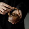Handmade-Hammered-Red-Copper-Bamboo-woven-Handle-180ml-Teapot7 Handmade Hammered Red Copper Bamboo-woven Handle 180ml Teapot
