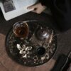 Handmade Hammered Texture Wabisabi Style Iron Mountain Sparrow Dry Brew Tea Tray