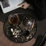Handmade Hammered Texture Wabisabi Style Iron Mountain Sparrow Dry Brew Tea Tray