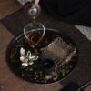 Handmade Hammered Texture Wabisabi Style Iron Mountain Sparrow Dry Brew Tea Tray