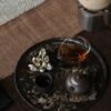 Handmade Hammered Texture Wabisabi Style Iron Mountain Sparrow Dry Brew Tea Tray