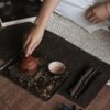 Handmade Hammered Texture Wabisabi Style Iron Mountain Sparrow Dry Brew Tea Tray