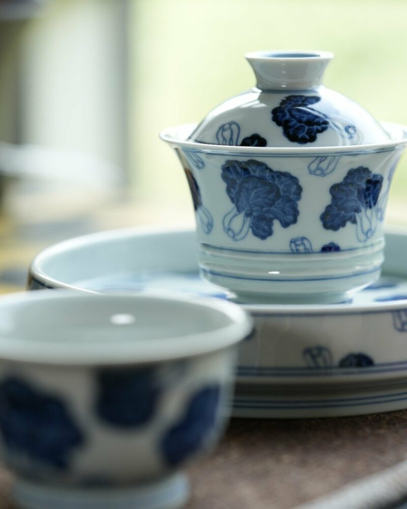 Handmade-Hand-painted-Blue-and-White-Porcelain-cabbage-motif-50ml-1-Gaiwan-1-Cup-Gaiwan-Set7 Handmade Hand-painted Blue and White Porcelain cabbage motif 50ml 1 Gaiwan 1 Cup Gaiwan Set
