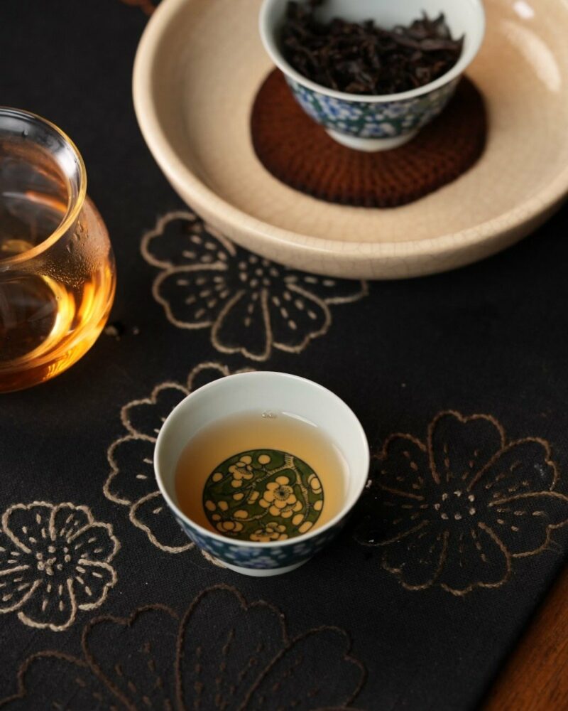 Handmade Qinghua Porcelain plum blossom on green ground 65cc Gaiwan Set Set Pre Order Ship In 20 Days