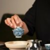 Handmade Qinghua Porcelain plum blossom on green ground 65cc Gaiwan Set Set Pre Order Ship In 20 Days