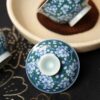 Handmade Qinghua Porcelain plum blossom on green ground 65cc Gaiwan Set Set Pre Order Ship In 20 Days
