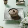 Handmade Wabi-sabi Ceramic Rustic stone-textured three-footed 80ml Gaiwan