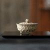 Handmade Wabi-sabi Ceramic Rustic stone-textured three-footed 80ml Gaiwan