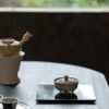 Handmade Wabi-sabi Ceramic Rustic stone-textured three-footed 80ml Gaiwan