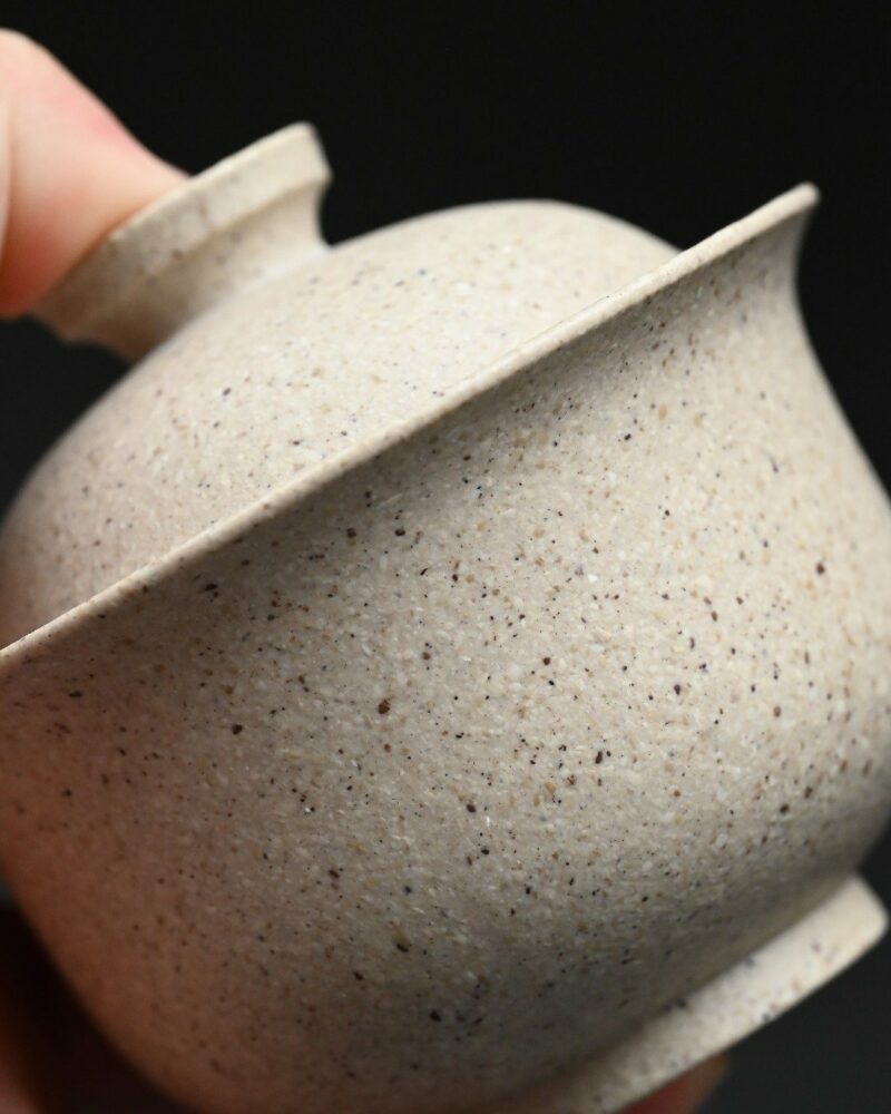 Handmade White Duanni White-thread Zisha Gaiwan with Warm Clay Tone Gaiwan