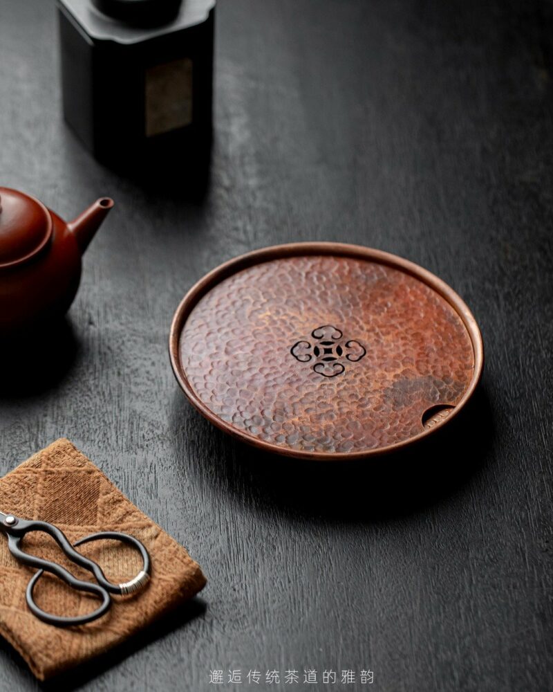 Vintage-Style-Brass-Round-Auspicious-Cloud-Water-Storage-Tea-Tray2 Vintage Style Brass Round Auspicious Cloud Water Storage Tea Tray