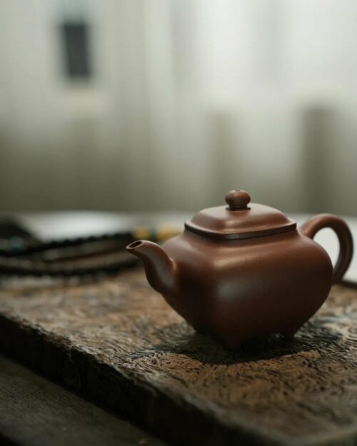 Fully Handmade Di Cao Qing Square Chuan Lu 100ml Yixing Teapot