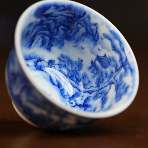 Hand-painted-Qinghua-Porcelain-Mountain-Landscape-75ml-Host-Cup1 Hand-painted Qinghua Porcelain Mountain Landscape 75ml Host Cup