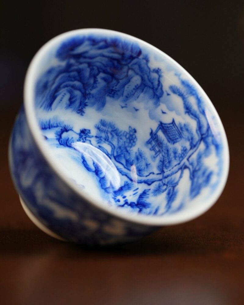 Hand-painted-Qinghua-Porcelain-Mountain-Landscape-75ml-Host-Cup1 Hand-painted Qinghua Porcelain Mountain Landscape 75ml Host Cup