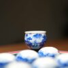 Hand-painted Qinghua Underglaze Red Porcelain landscape egg-shaped 45ml Tea Cup