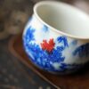 Hand-painted Qinghua Underglaze Red Porcelain landscape egg-shaped 45ml Tea Cup