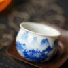 Hand-painted Qinghua Underglaze Red Porcelain landscape egg-shaped 45ml Tea Cup